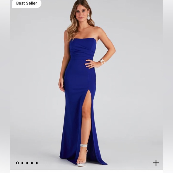 kaia strapless high slit formal dress Windsor Kaia Strapless High Slit Formal Dress